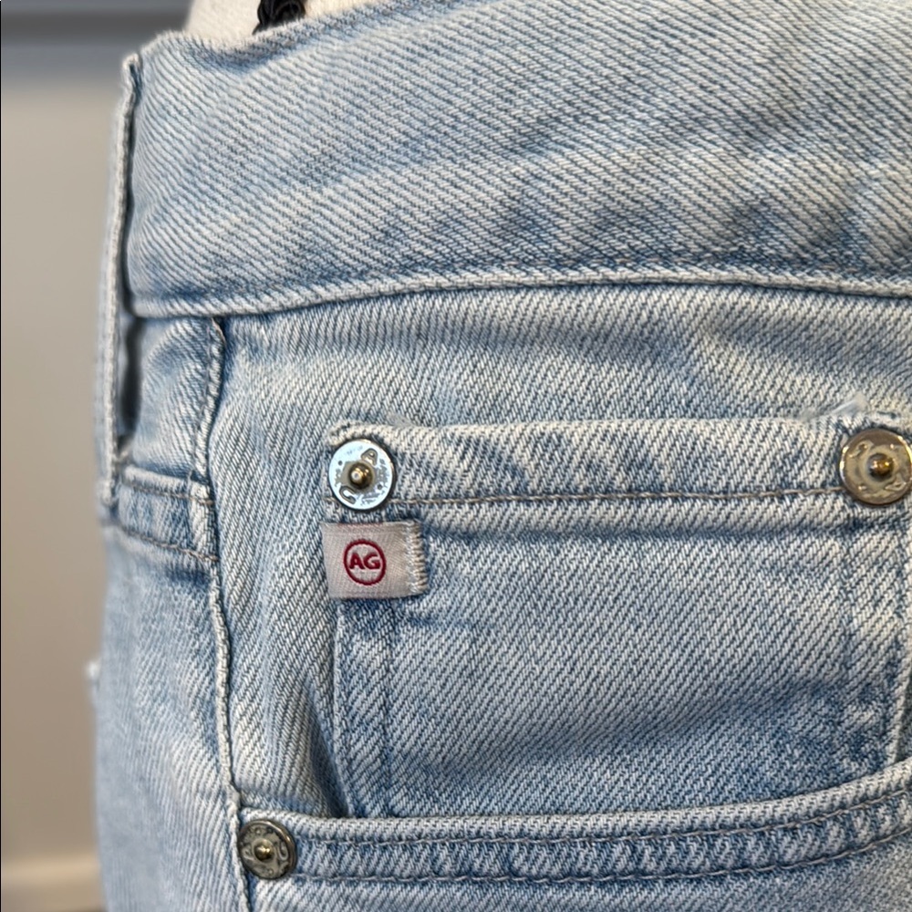 Ag Adriano Goldschmied Blue Jean Shorts with Distressed Details - Picture 2 of 3